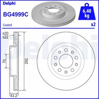 Bremsscheiben DELPHI BG4999C hinten, belüftet, perforiert, 2 Stück von Delphi