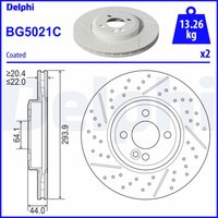 Bremsscheiben DELPHI BG5021C vorne, belüftet, perforiert, geschlitzt, 2 Stück von Delphi