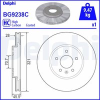 Bremsscheibe DELPHI BG9238C vorne, belüftet, hochkarbonisiert, 1 Stück von Delphi