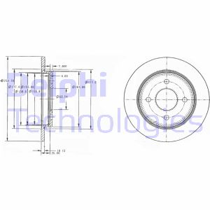 Bremsscheibe Hinterachse Delphi BG3054C von Delphi