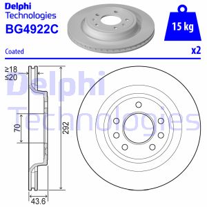 Bremsscheibe Hinterachse Delphi BG4922C von Delphi