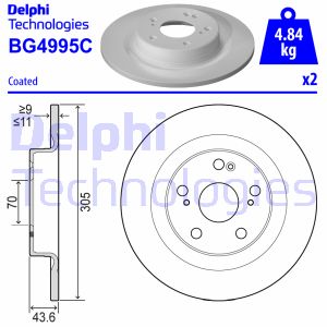 Bremsscheibe Hinterachse Delphi BG4995C von Delphi