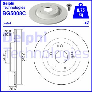 Bremsscheibe Hinterachse Delphi BG5008C von Delphi