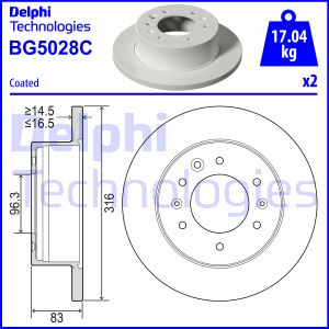 Bremsscheibe Hinterachse Delphi BG5028C von Delphi