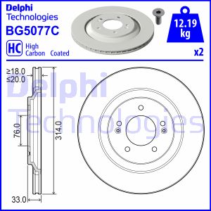 Bremsscheibe Hinterachse Delphi BG5077C von Delphi