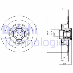 Bremsscheibe Hinterachse Delphi BG9028RS von Delphi