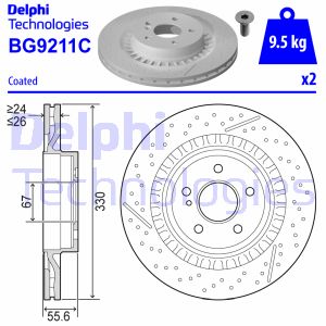 Bremsscheibe Hinterachse Delphi BG9211C von Delphi