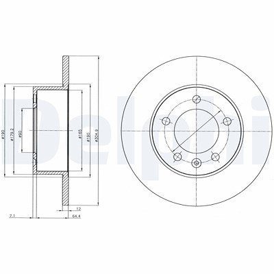 Delphi Bremsscheibe Hinterachse Voll [Hersteller-Nr. BG4320] für Nissan, Opel, Renault, Vauxhall von Delphi