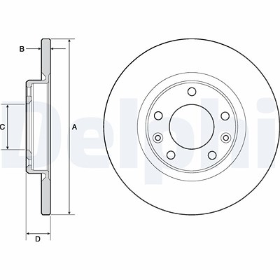 Delphi Bremsscheibe Hinterachse Voll [Hersteller-Nr. BG4661C] für Citroën, Ds, Opel, Peugeot, Toyota, Vauxhall von Delphi