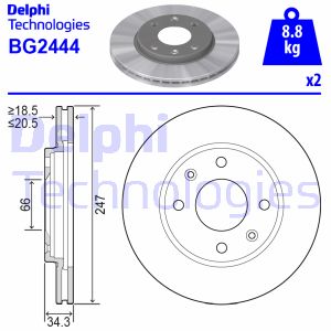 Bremsscheibe Vorderachse Delphi BG2444 von Delphi