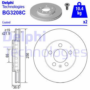 Bremsscheibe Vorderachse Delphi BG3208C von Delphi