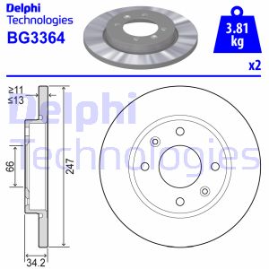 Bremsscheibe Vorderachse Delphi BG3364 von Delphi