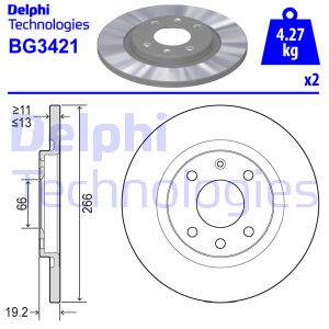 Bremsscheibe Vorderachse Delphi BG3421 von Delphi