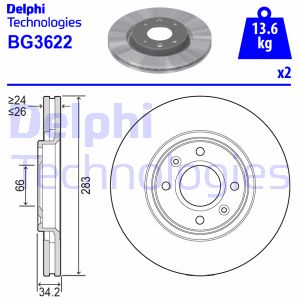 Bremsscheibe Vorderachse Delphi BG3622 von Delphi