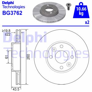 Bremsscheibe Vorderachse Delphi BG3762 von Delphi