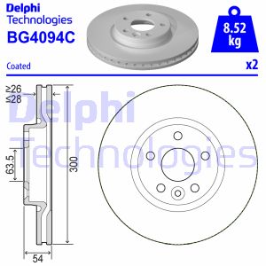 Bremsscheibe Vorderachse Delphi BG4094C von Delphi