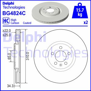 Bremsscheibe Vorderachse Delphi BG4824C von Delphi