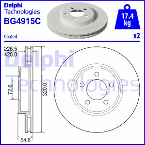 Bremsscheibe Vorderachse Delphi BG4915C von Delphi