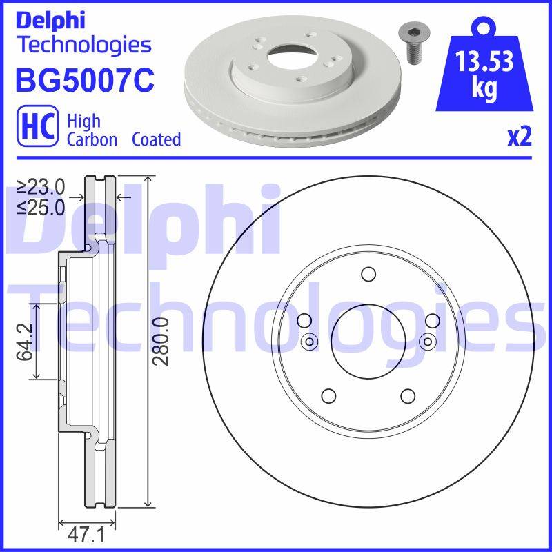 Bremsscheibe Vorderachse Delphi BG5007C von Delphi