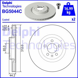 Bremsscheibe Vorderachse Delphi BG5044C von Delphi