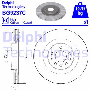 Bremsscheibe Vorderachse Delphi BG9237C von Delphi