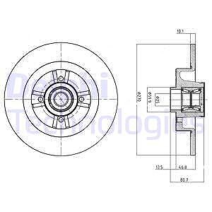 Delphi Bremsscheibe hinten+ABS-RING+Radlager [Hersteller-Nr. BG9032RS] für Renault von Delphi