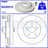 Bremsscheiben DELPHI BG5051C vorne, belüftet, 2 Stück von Delphi