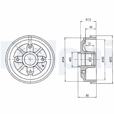 Delphi Bremstrommel [Hersteller-Nr. BF324] für Citroën, Peugeot von Delphi