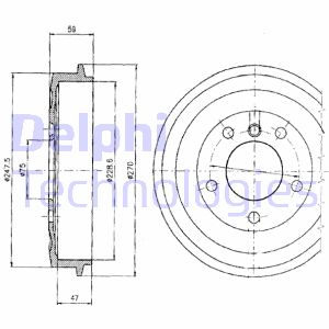 Bremstrommel Hinterachse Delphi BF275 von Delphi