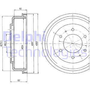 Bremstrommel Hinterachse Delphi BF355 von Delphi