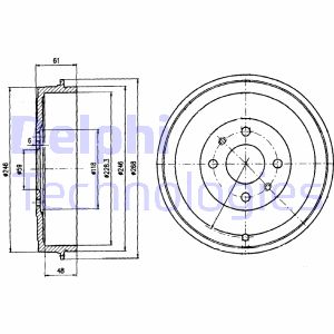 Bremstrommel Hinterachse Delphi BF379 von Delphi