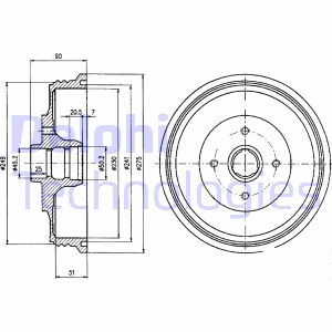 Bremstrommel Hinterachse Delphi BF430 von Delphi