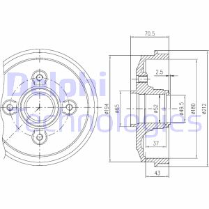 Bremstrommel Hinterachse Delphi BFR190 von Delphi