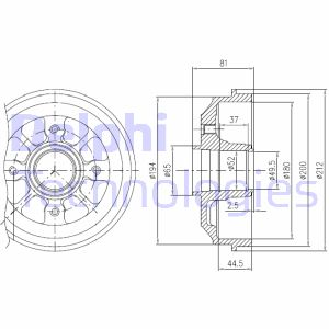 Bremstrommel Hinterachse Delphi BFR282 von Delphi