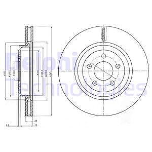 Delphi 1x Bremsscheibe Vorderachse Belüftet [Hersteller-Nr. BG9050] für Chrysler, Lancia von Delphi