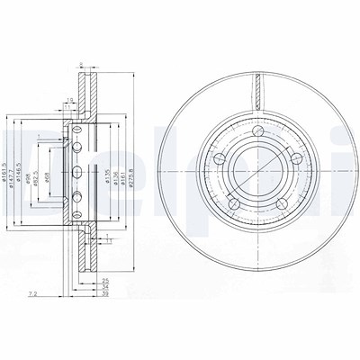 Delphi Bremsscheibe [Hersteller-Nr. BG2518] für Audi von Delphi