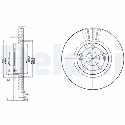 Delphi Bremsscheibe [Hersteller-Nr. BG2697] für Renault von Delphi