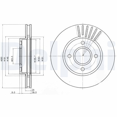 Delphi Bremsscheibe [Hersteller-Nr. BG2699] für Ford von Delphi