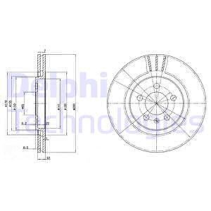 Delphi Bremsscheibe [Hersteller-Nr. BG2713] für Seat, VW von Delphi