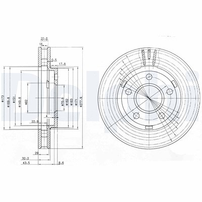 Delphi Bremsscheibe [Hersteller-Nr. BG3144] für Buick, Chevrolet, Oldsmobile, Opel, Pontiac, Vauxhall von Delphi