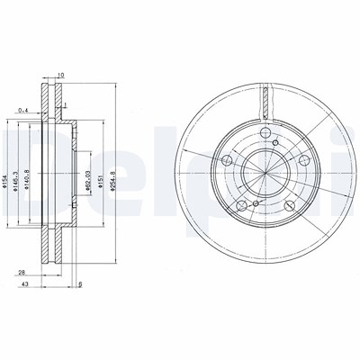 Delphi Bremsscheibe [Hersteller-Nr. BG3177] für Toyota von Delphi