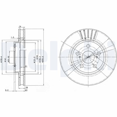 Delphi Bremsscheibe [Hersteller-Nr. BG3187] für Toyota von Delphi