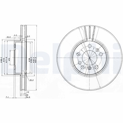 Delphi Bremsscheibe [Hersteller-Nr. BG3628] für BMW von Delphi