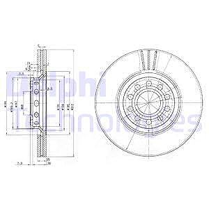Delphi Bremsscheibe [Hersteller-Nr. BG3657] für Audi, Seat, Skoda, VW von Delphi