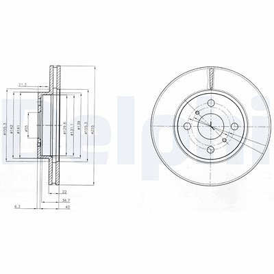 Delphi Bremsscheibe [Hersteller-Nr. BG4053] für Toyota von Delphi