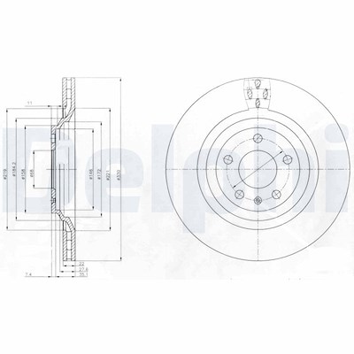 Delphi Bremsscheibe [Hersteller-Nr. BG4087] für Audi von Delphi