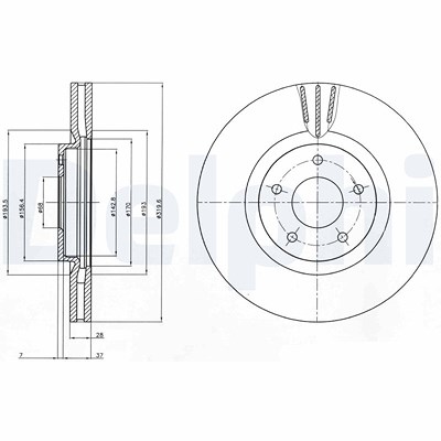 Delphi Bremsscheibe [Hersteller-Nr. BG4231C] für Nissan, Renault von Delphi