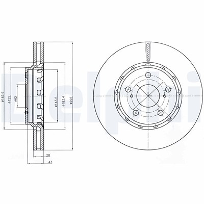 Delphi Bremsscheibe [Hersteller-Nr. BG4276] für Toyota von Delphi