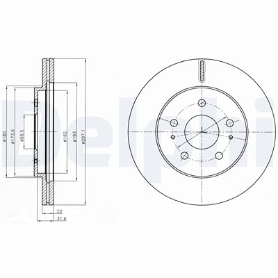 Delphi Bremsscheibe [Hersteller-Nr. BG4326] für Daihatsu von Delphi