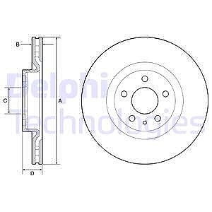 Delphi Bremsscheibe [Hersteller-Nr. BG4654C] für Fiat von Delphi